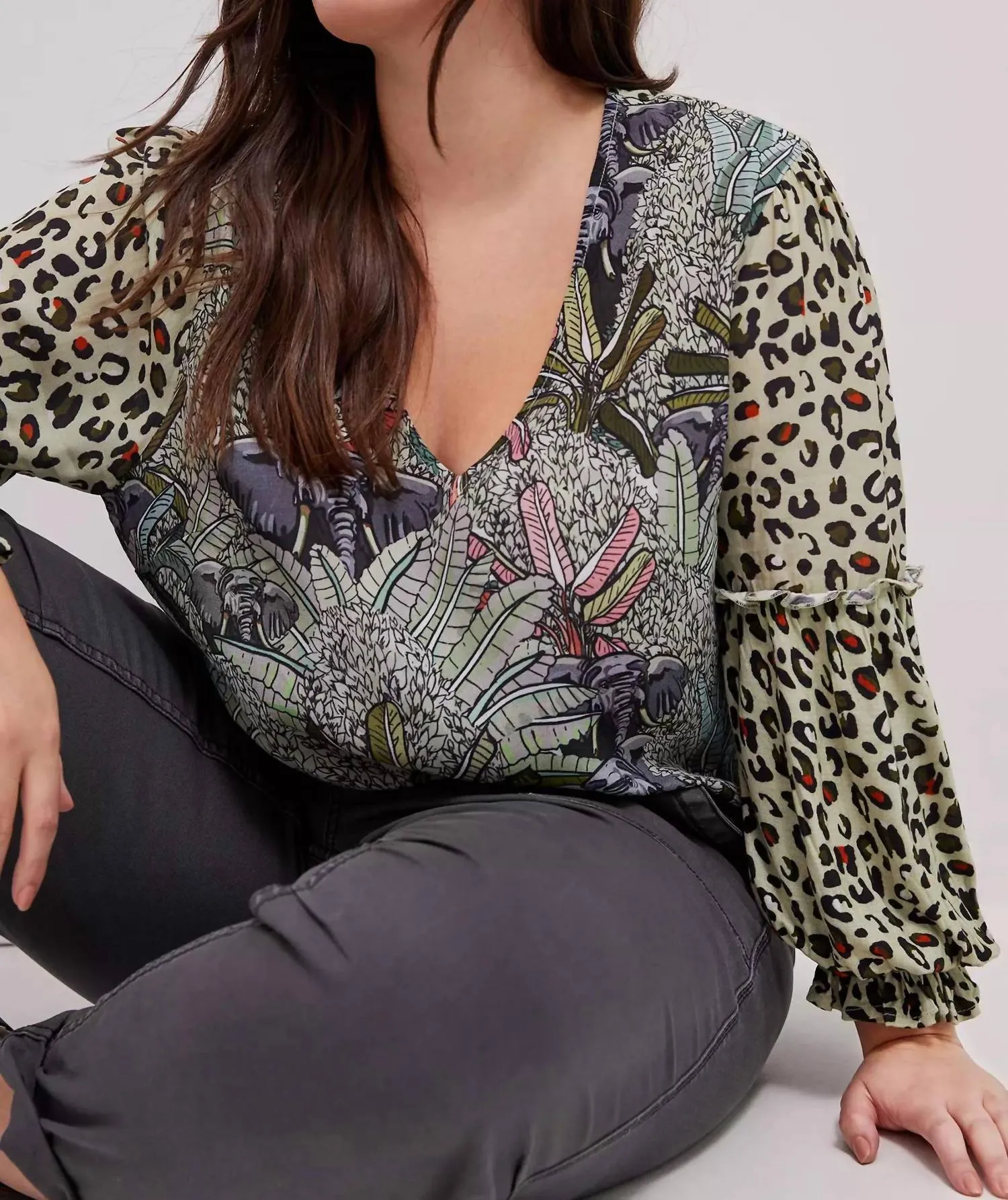 -Bl^Nk- - Sibley Safari Cheetah Print Blouse