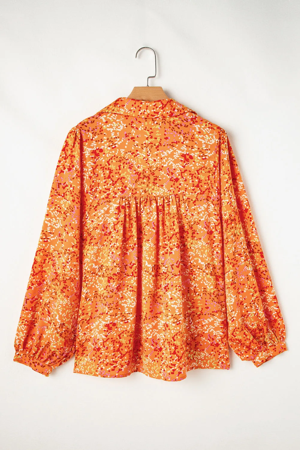 Abstract Print Collared V Neck Babydoll Blouse