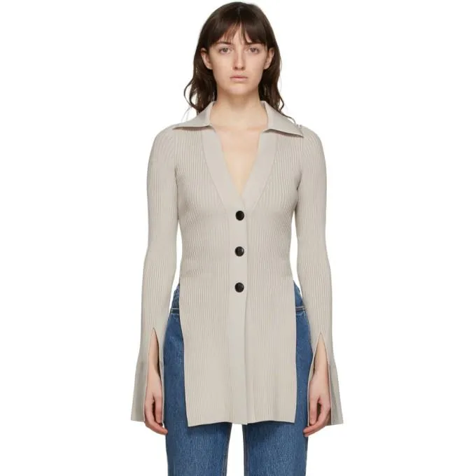 Alexander Wang Taupe Split Cuff Cardigan