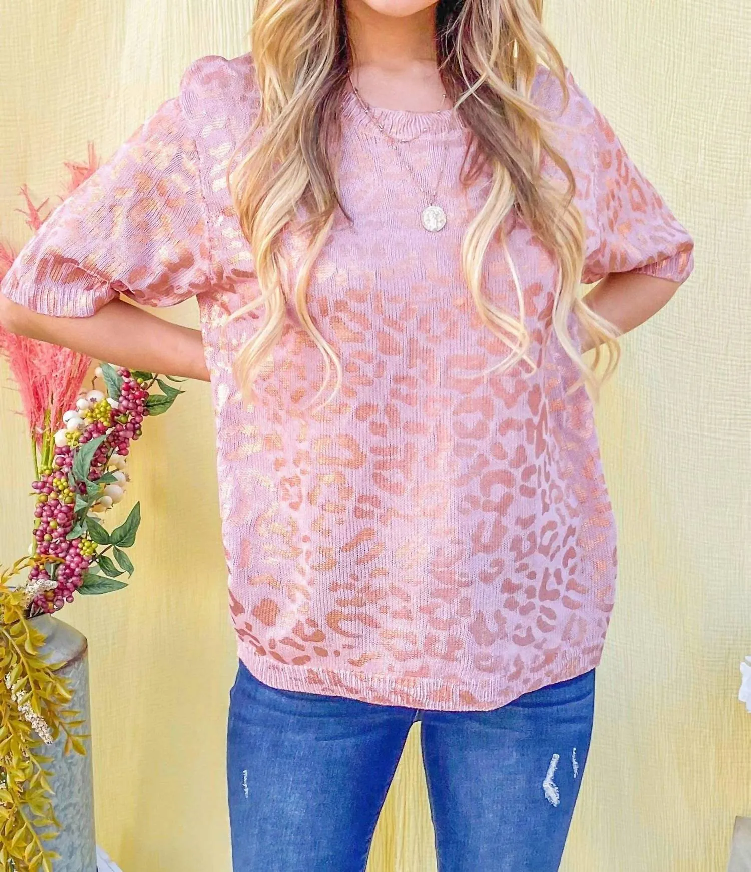 And The Why - Leopard Foil Summer Sweater