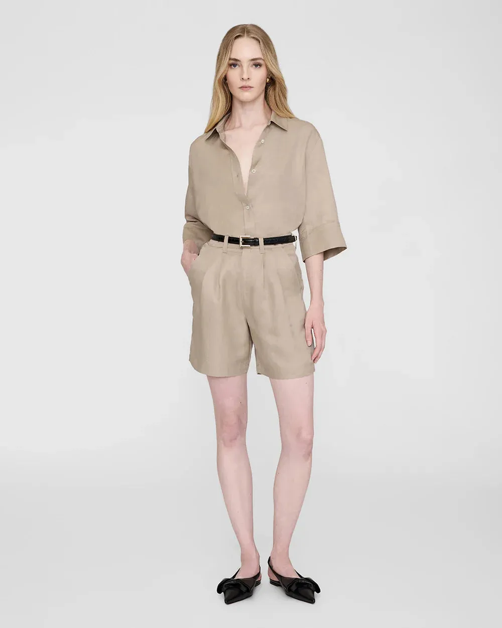 Anine Bing Carrie Short - Oatmeal Linen Blend