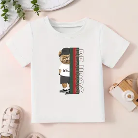Bear Print T Shirt Kids Luxury Casual Tops Girls Streetwear Short Sleeve T-shirt   X5077420