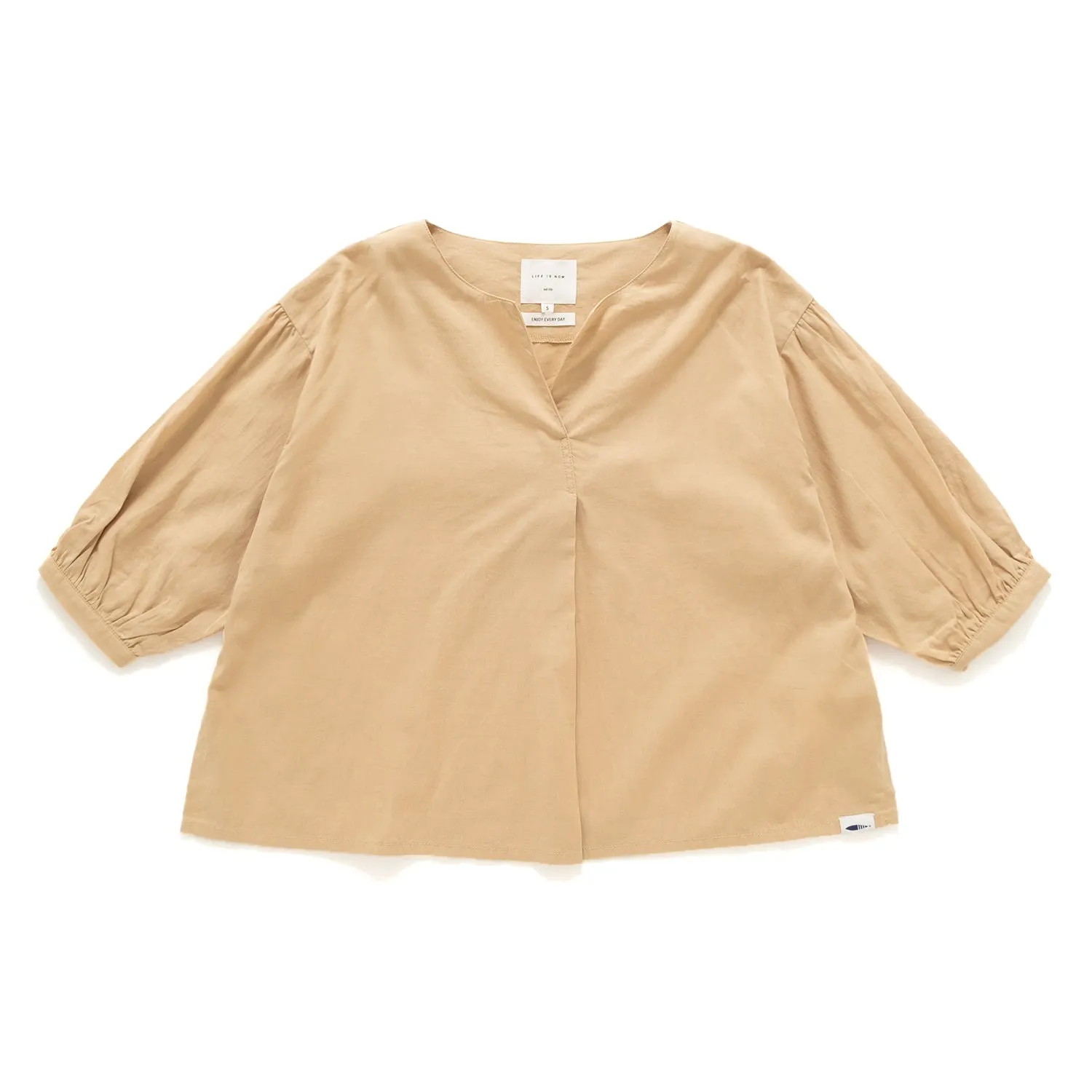 (BL002) V Neck Pleated Sleeve Blouse