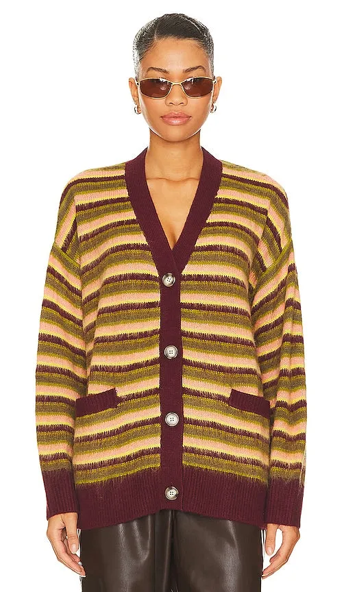 DAYDREAMER Stripe Cardigan in Wine