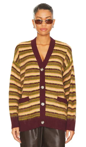 DAYDREAMER Stripe Cardigan in Wine