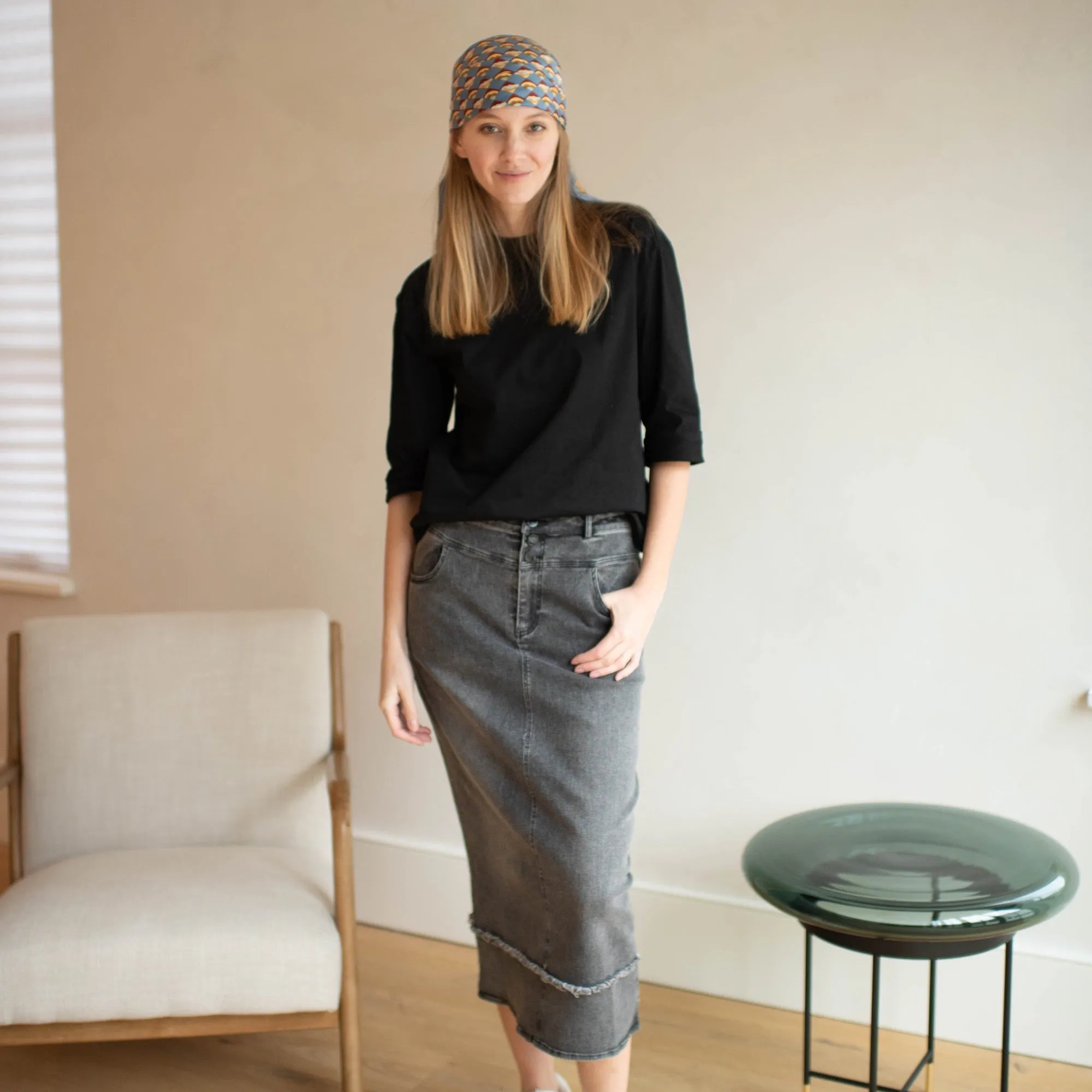 Double Waist Denim Skirt [Final Sale]
