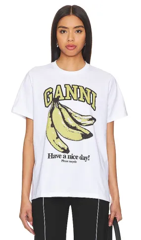 Ganni Banana Relaxed T-shirt in White