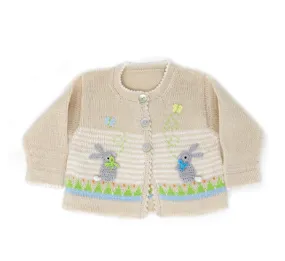 Handmade Knit Baby/ Toddler Easter Bunny Cardigan, Fair Trade
