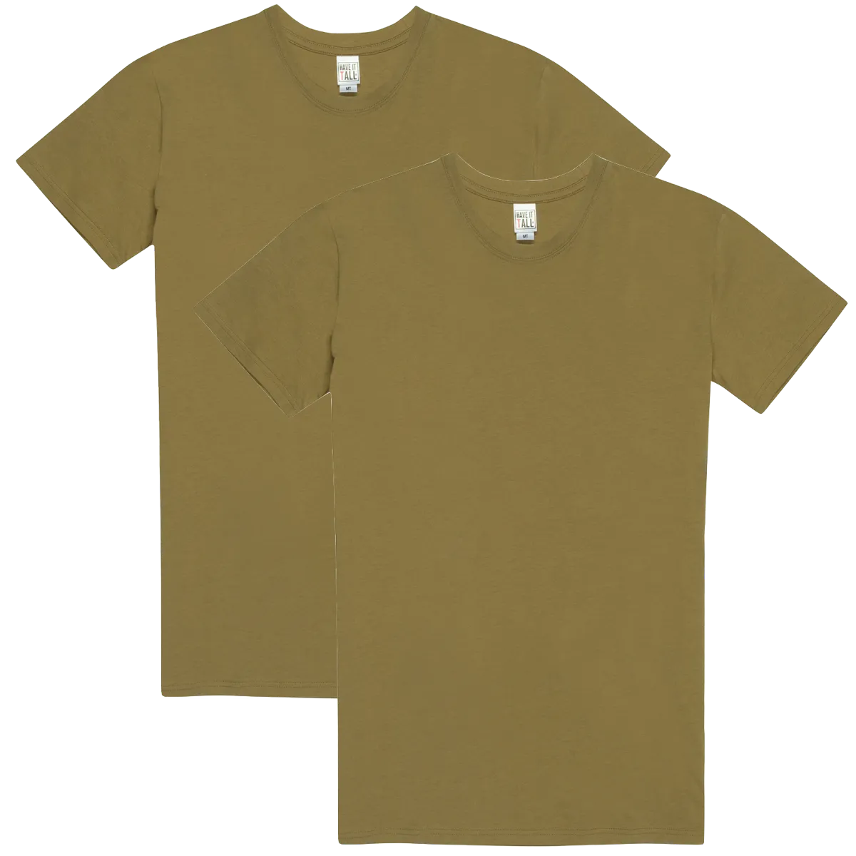 Have It Tall Classic Cotton T Shirt, Coyote Brown, 2 Pack