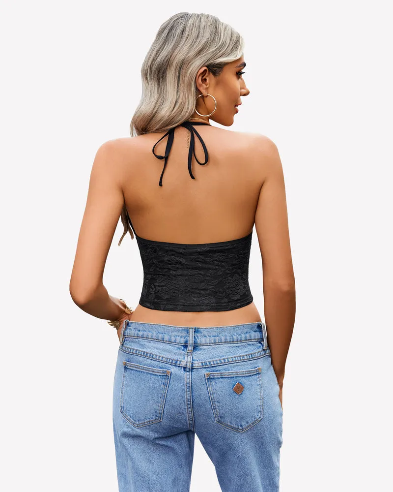 Lace Camisole Y2k Halter Crop Top