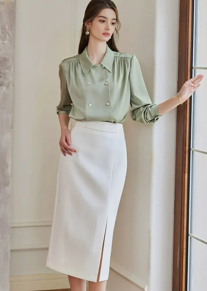 LAPEL PLEATED SHIRT