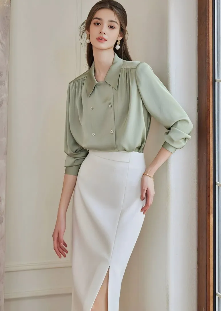 LAPEL PLEATED SHIRT