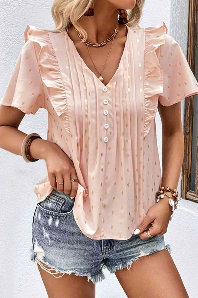 Making Plans Short Sleeve Ruffled Blouse