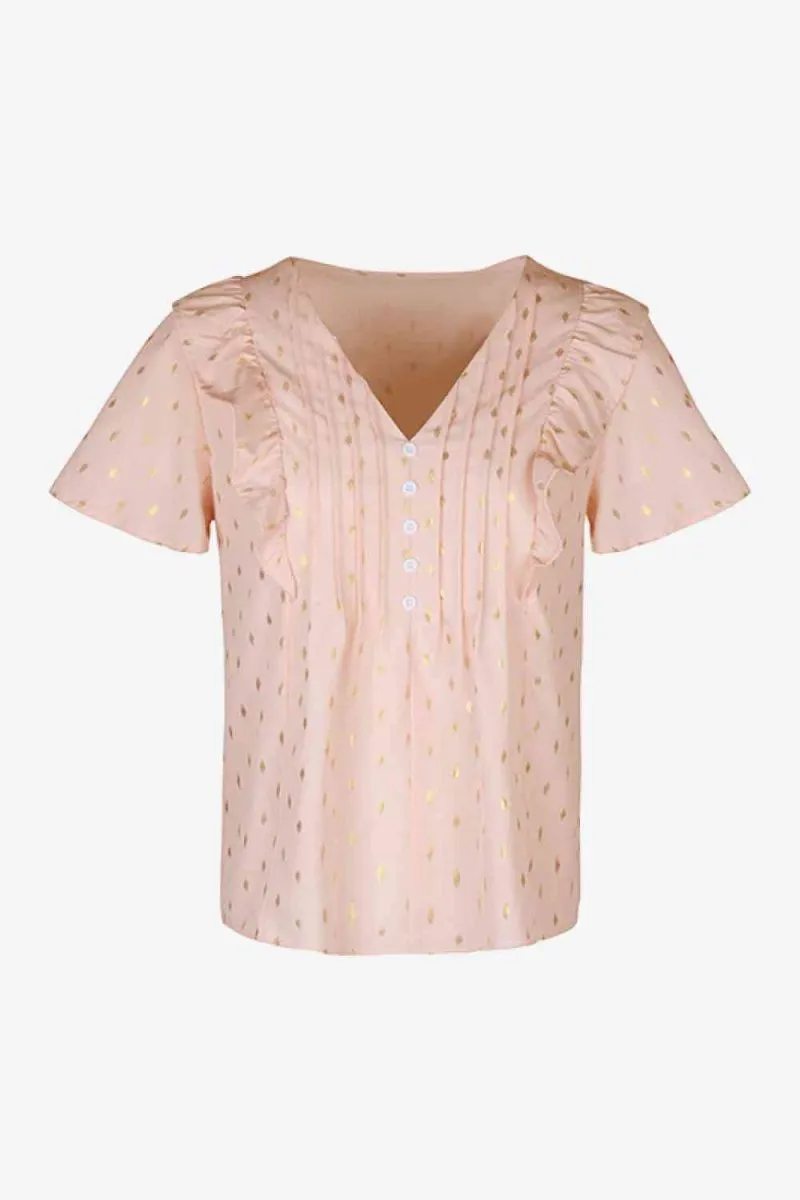 Making Plans Short Sleeve Ruffled Blouse