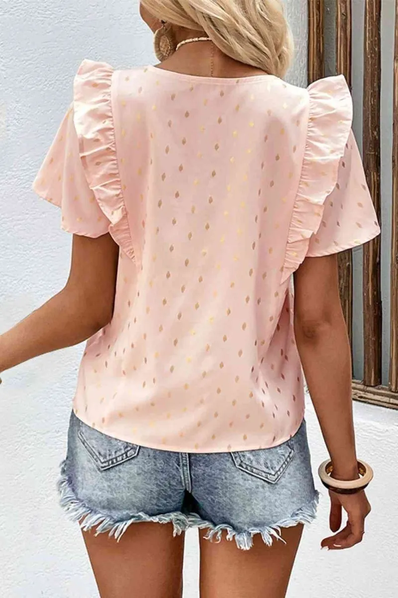 Making Plans Short Sleeve Ruffled Blouse