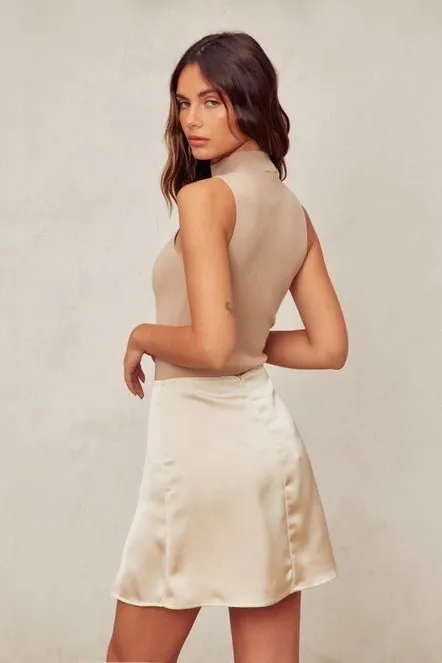Metropolitan Satin Slit Mini Skirt