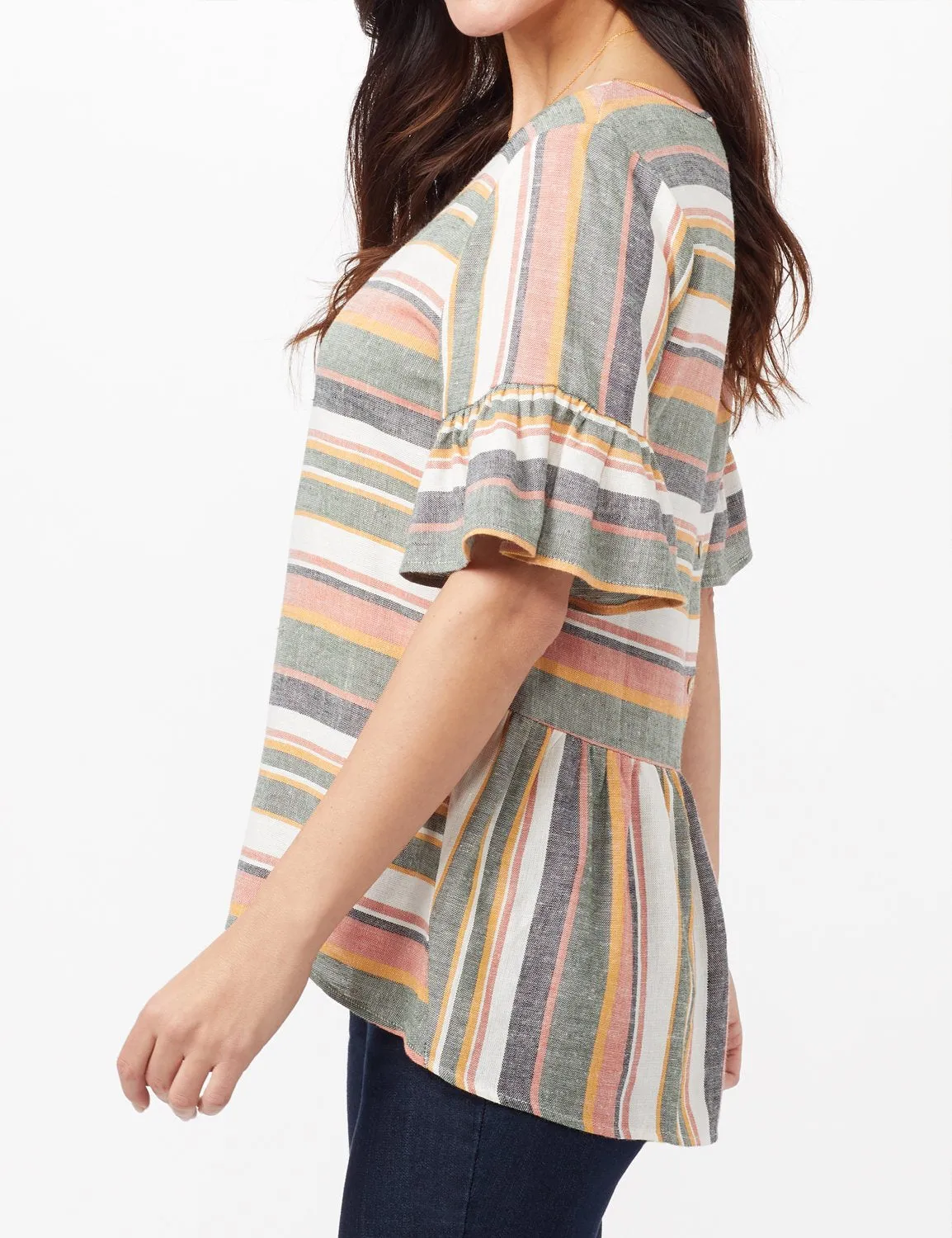 Multi Stripe Linen Top