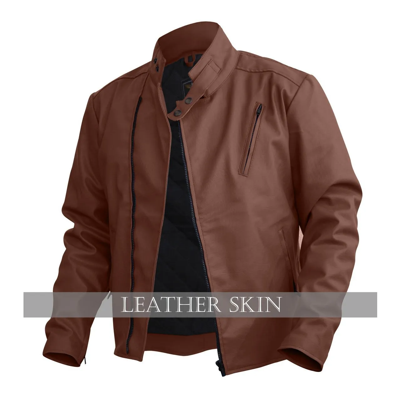 NWT Stylish Brown Men Stylish Synthetic  Leather Jacket