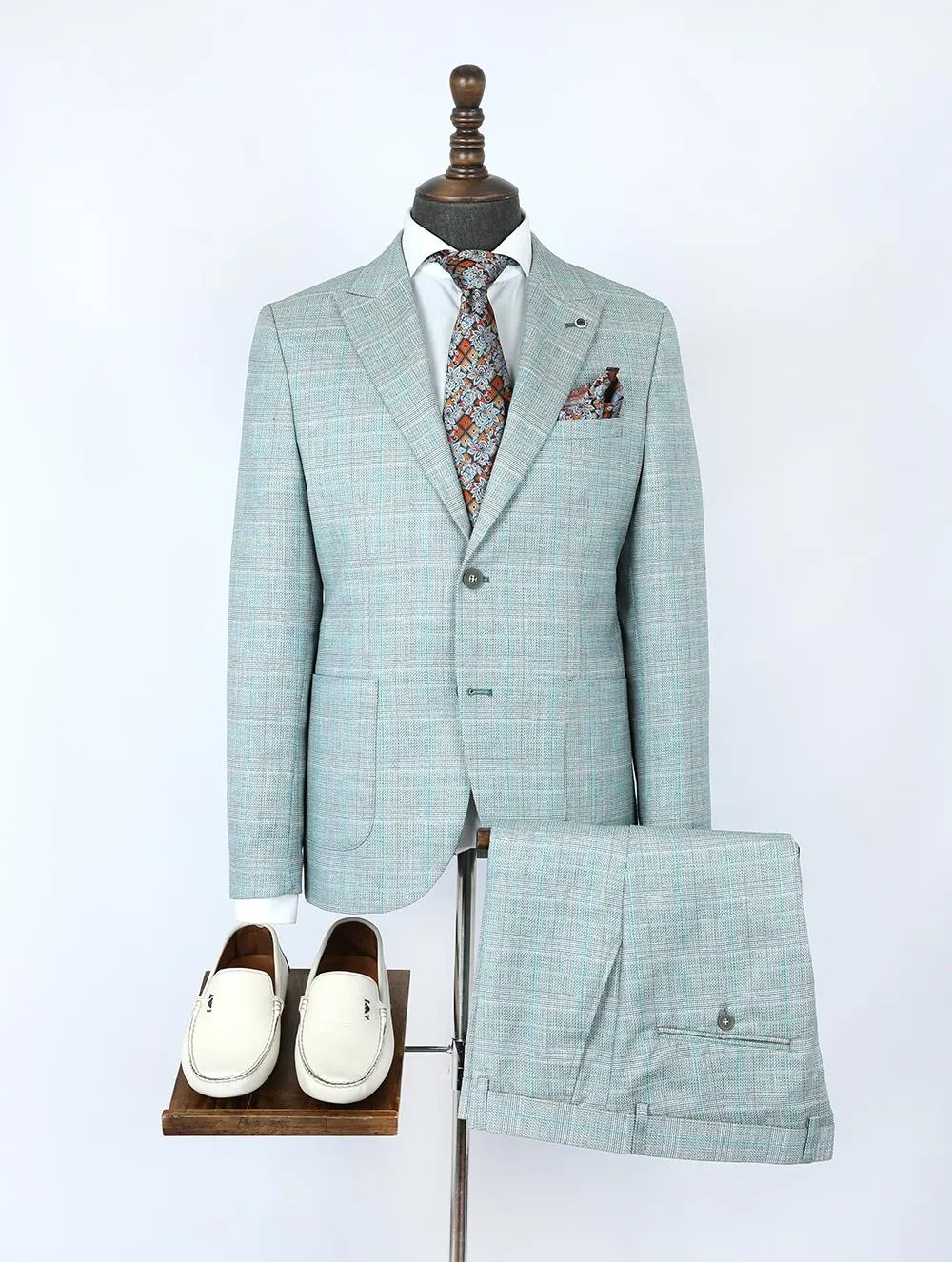 Ray Blue Set Blazer Linen Suit
