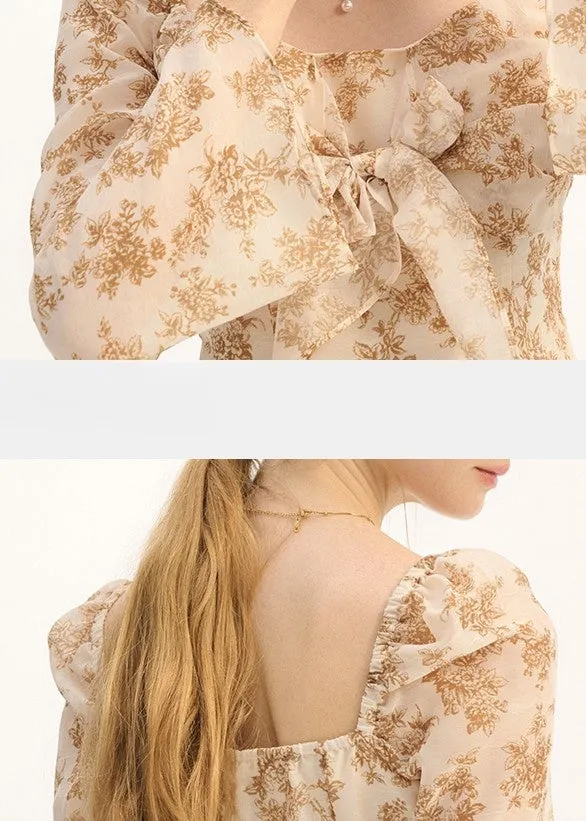 RETRO FLORAL CHIFFON SHIRT