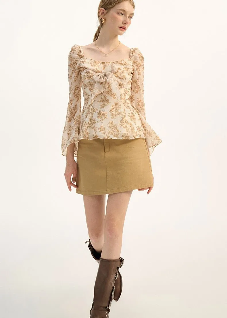 RETRO FLORAL CHIFFON SHIRT