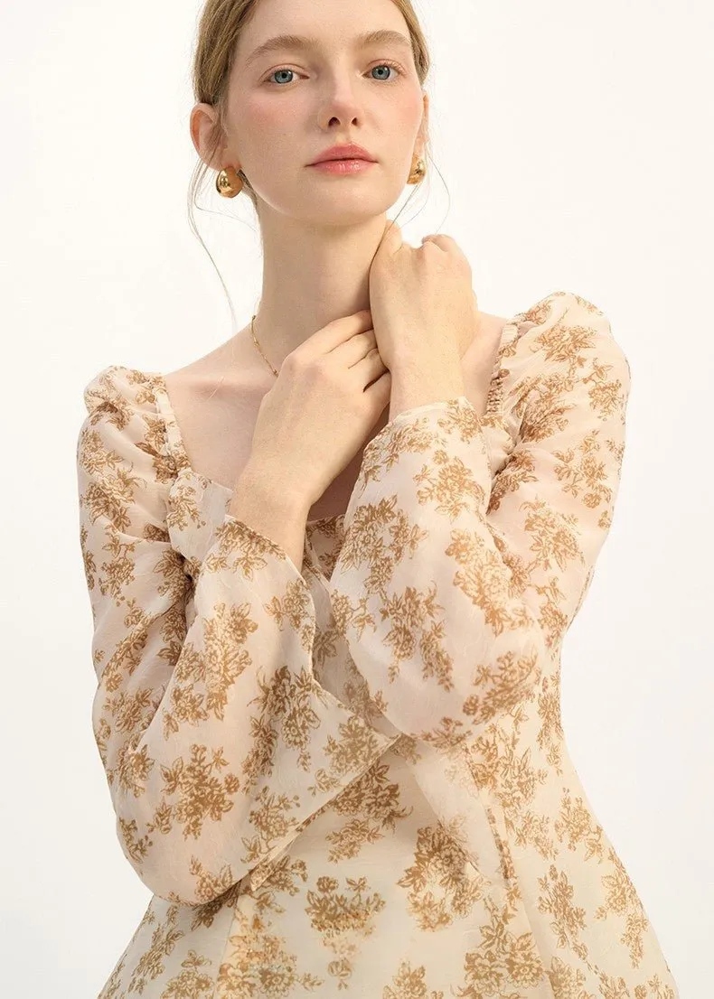 RETRO FLORAL CHIFFON SHIRT