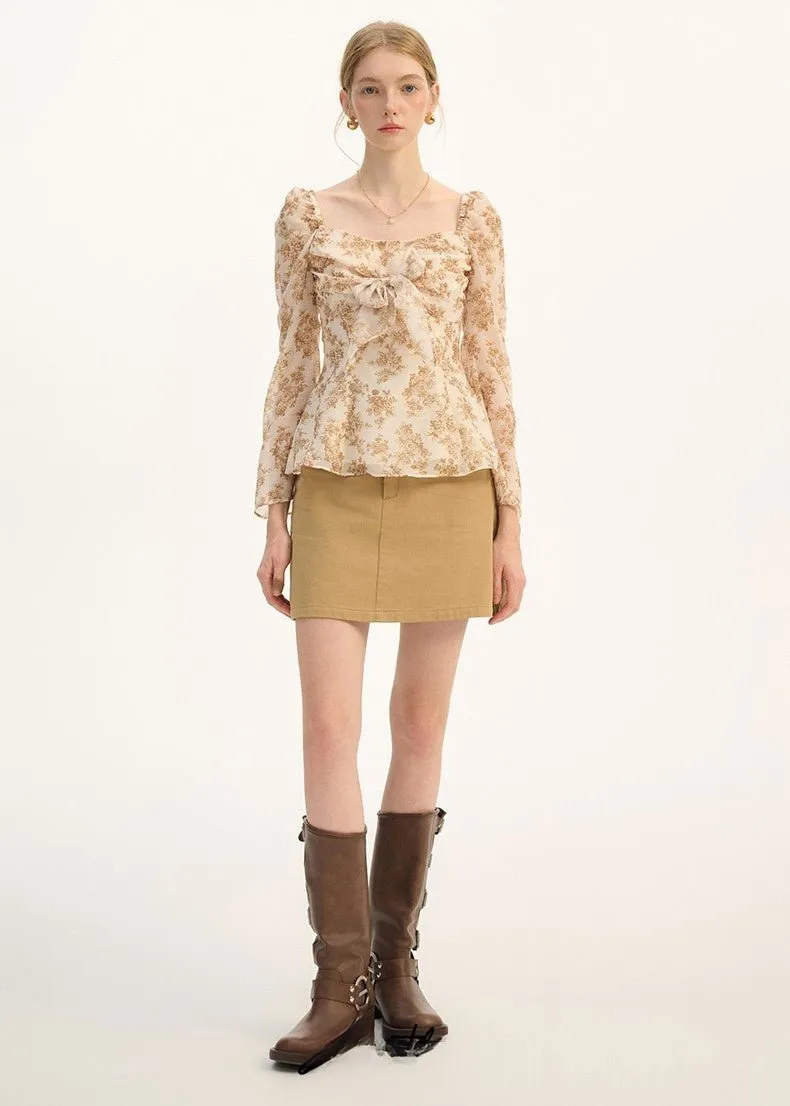RETRO FLORAL CHIFFON SHIRT