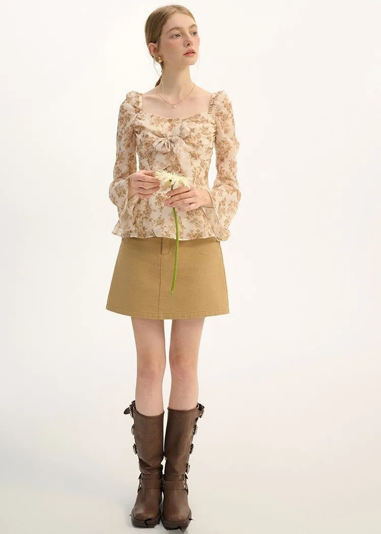 RETRO FLORAL CHIFFON SHIRT