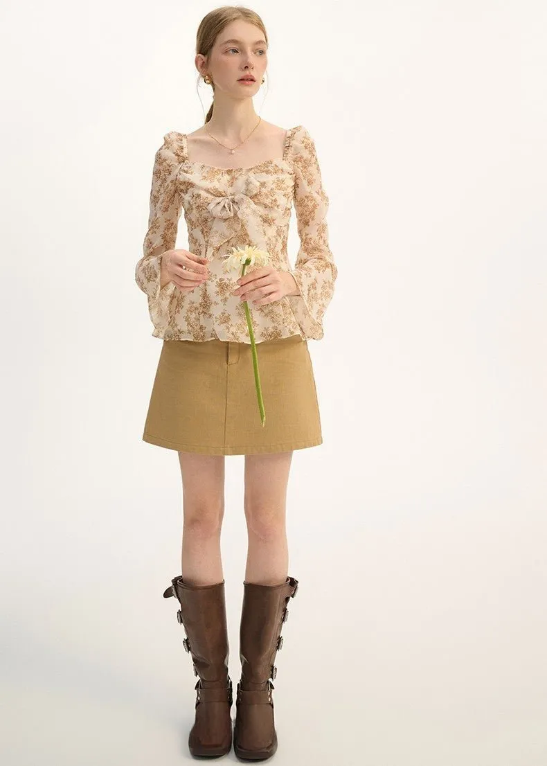 RETRO FLORAL CHIFFON SHIRT