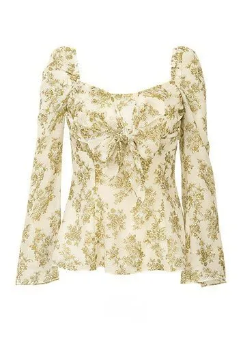 RETRO FLORAL CHIFFON SHIRT