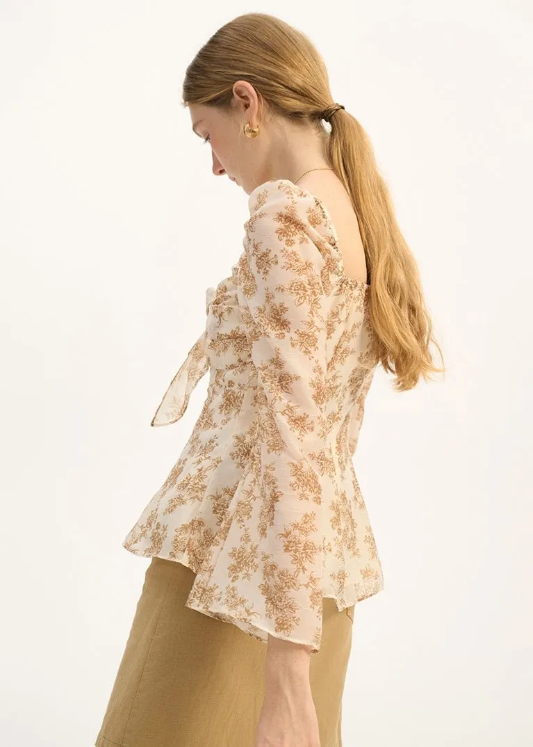 RETRO FLORAL CHIFFON SHIRT