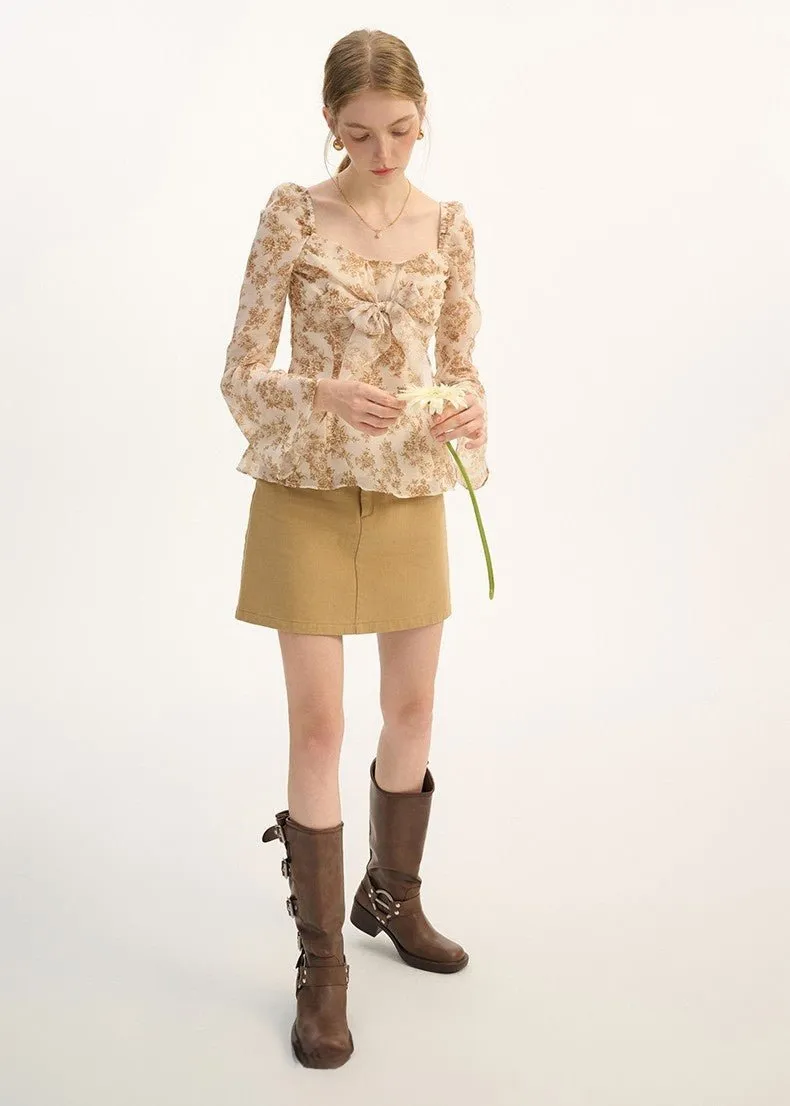 RETRO FLORAL CHIFFON SHIRT