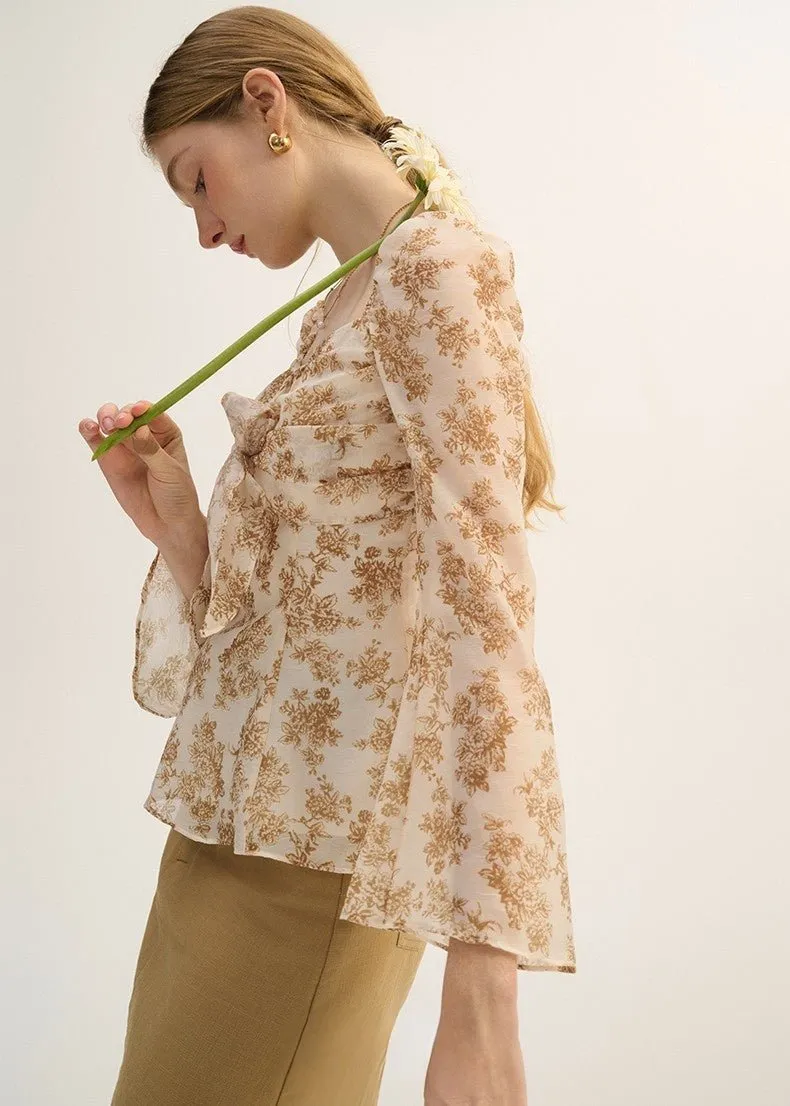 RETRO FLORAL CHIFFON SHIRT