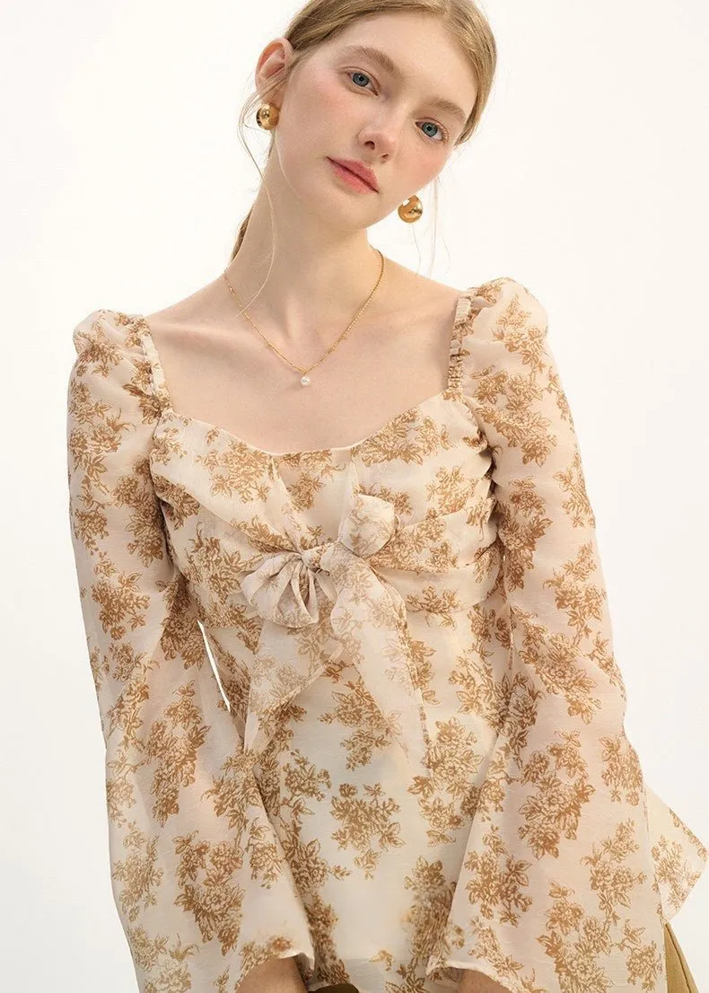RETRO FLORAL CHIFFON SHIRT