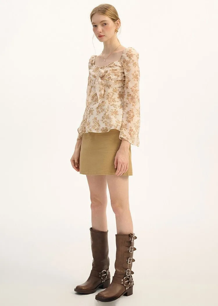 RETRO FLORAL CHIFFON SHIRT
