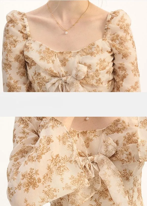 RETRO FLORAL CHIFFON SHIRT