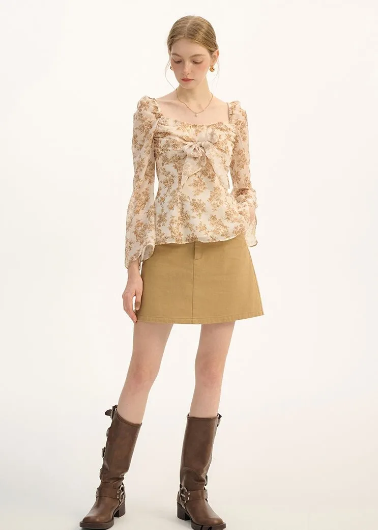RETRO FLORAL CHIFFON SHIRT