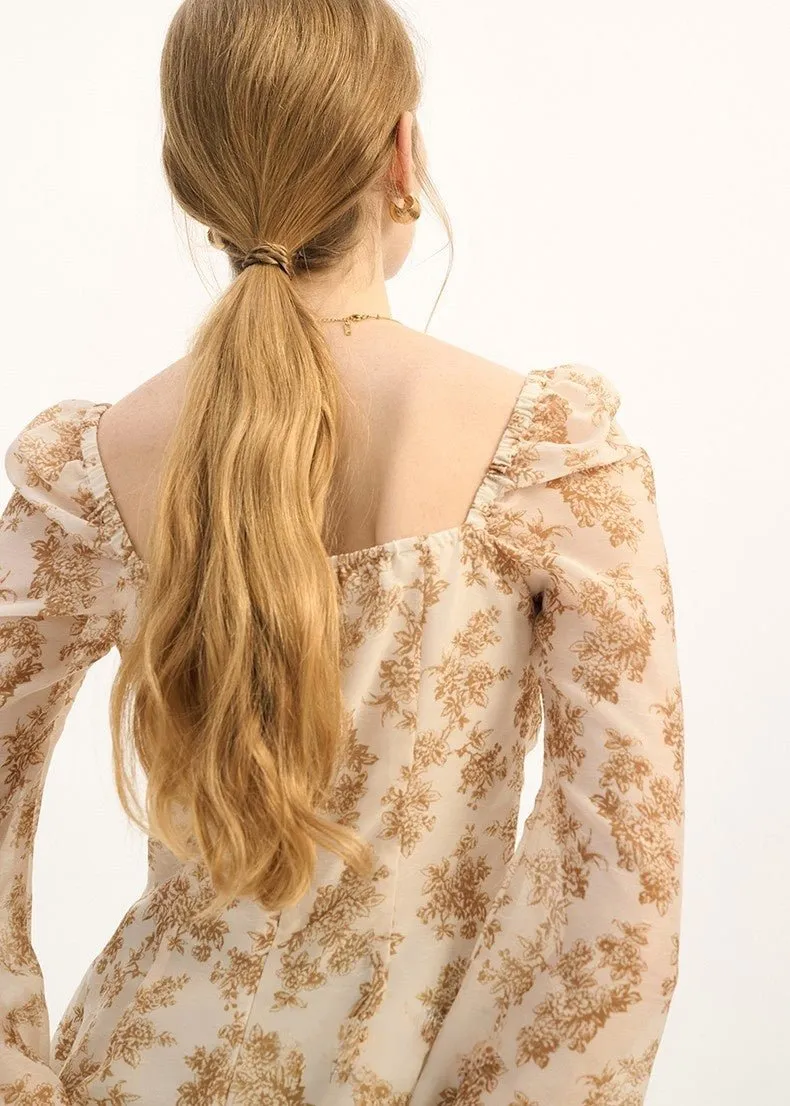 RETRO FLORAL CHIFFON SHIRT