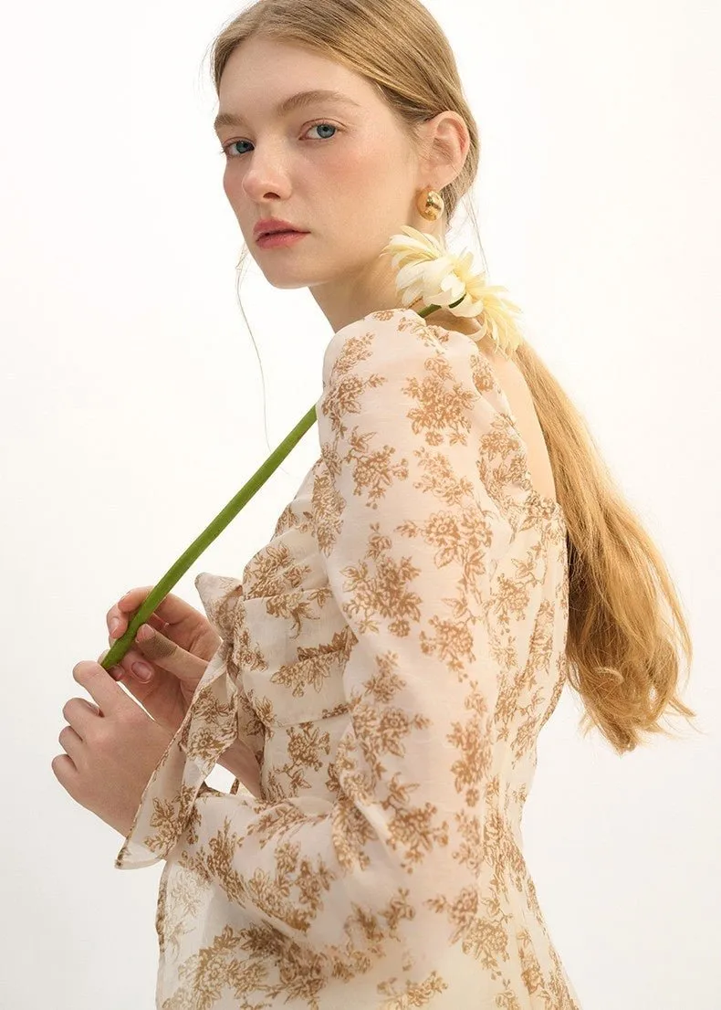 RETRO FLORAL CHIFFON SHIRT