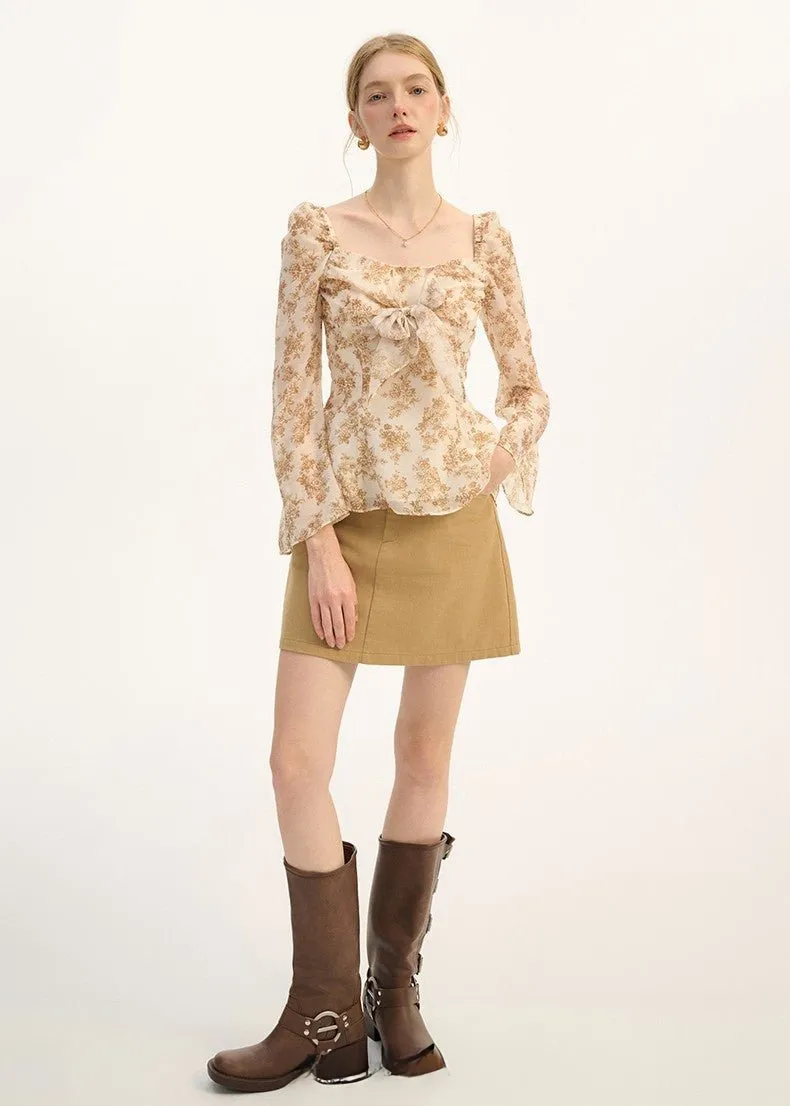 RETRO FLORAL CHIFFON SHIRT