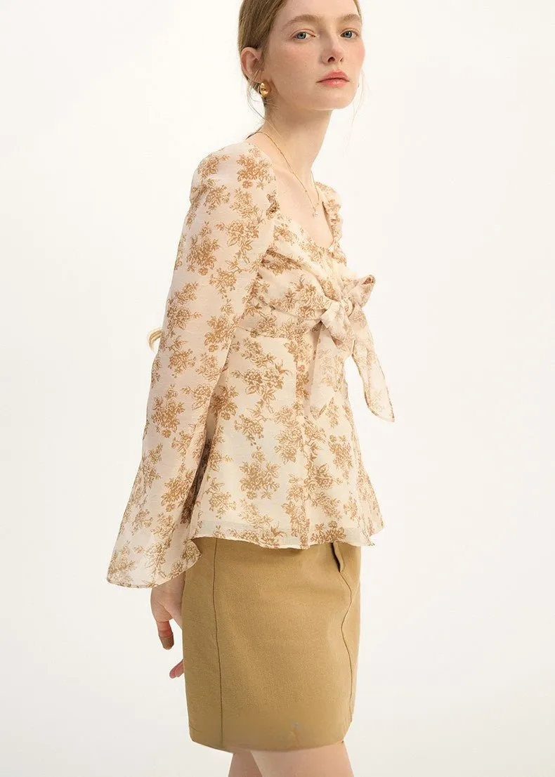 RETRO FLORAL CHIFFON SHIRT