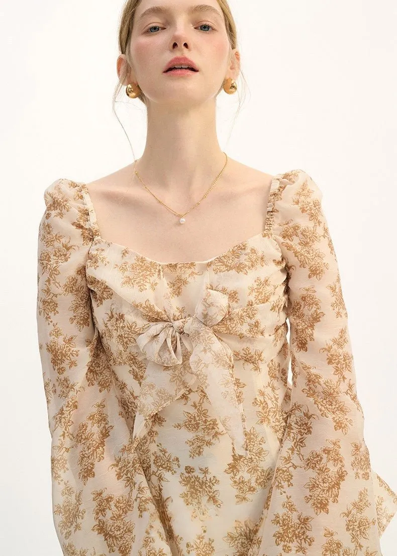 RETRO FLORAL CHIFFON SHIRT