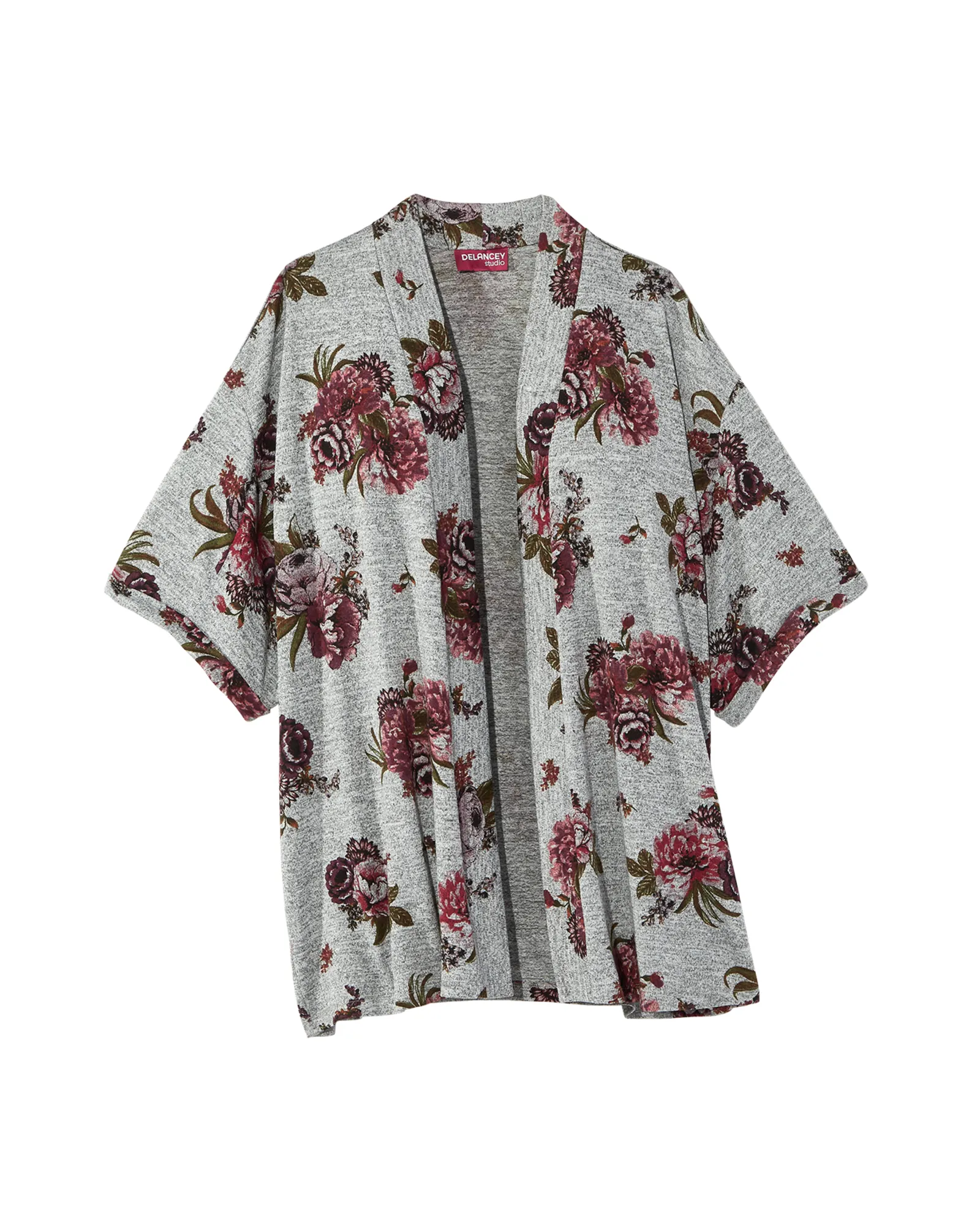 Shay Knit Kimono | Light Grey / Pink