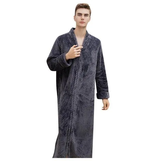 Sleepwear Men Sexy Modern Style Soft Men's Long-sleeved Solid Color Suit Foreign Trade Home Service Pajamas Nightgown #SS