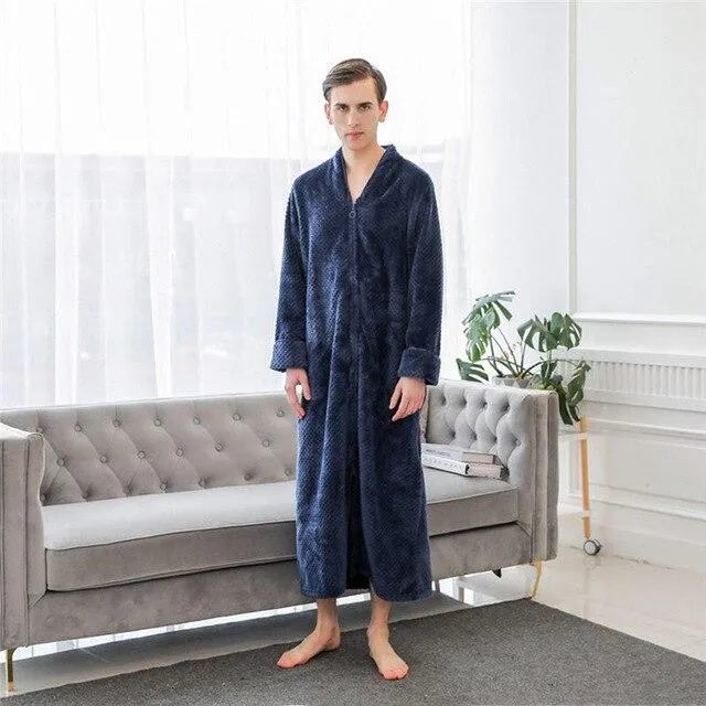 Sleepwear Men Sexy Modern Style Soft Men's Long-sleeved Solid Color Suit Foreign Trade Home Service Pajamas Nightgown #SS