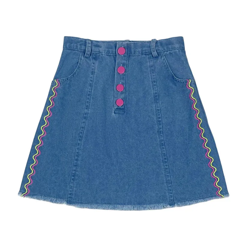 Snaps Denim Skirt