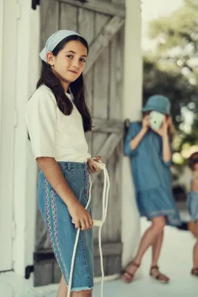 Snaps Denim Skirt