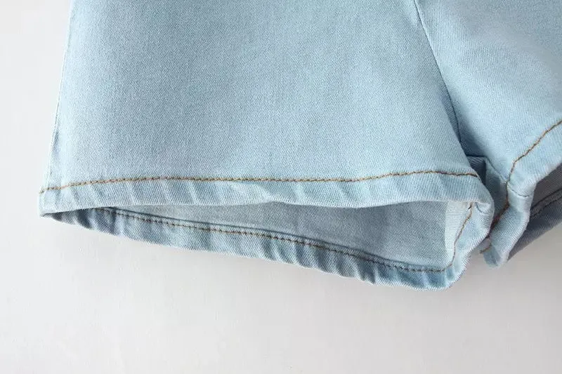 Stylish Female High Waist Denim Shorts