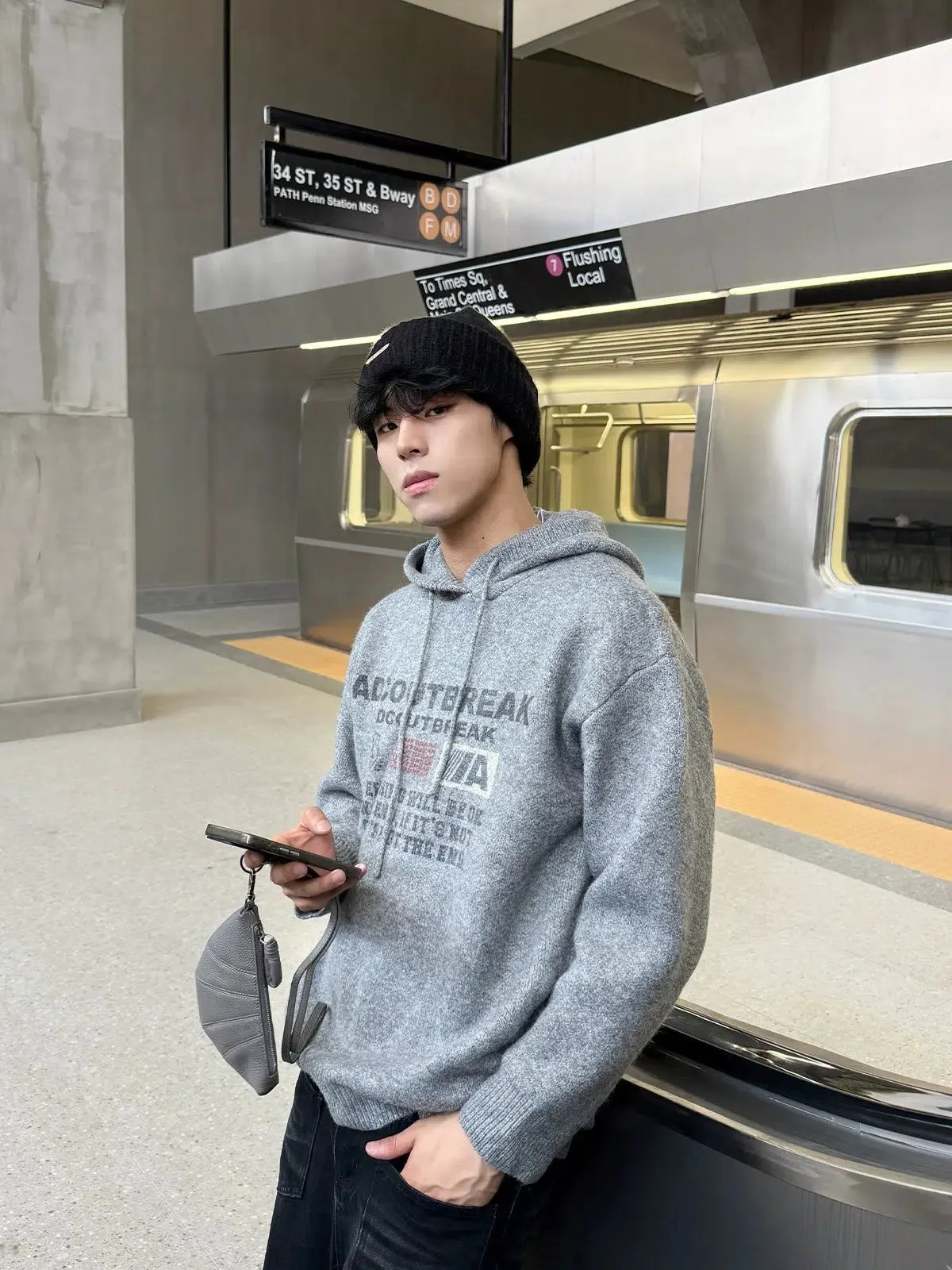 Text Print Cozy Knitwear Sweater