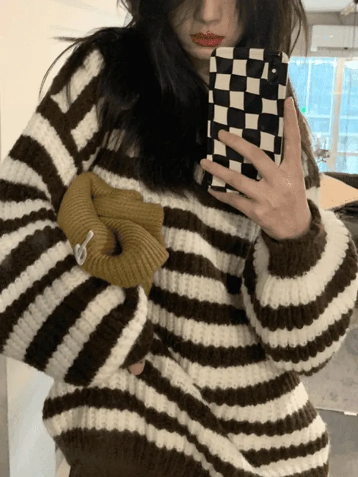 Wenkouban-Spring Casual Outfits Y2K Outfits Cozy Striped Pullover Sweater